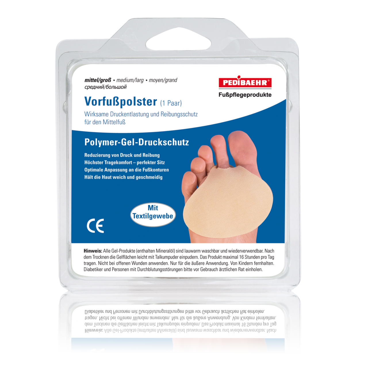 Plantilla para el antepie de gel-polímero para anti asperzas (2 unidades)