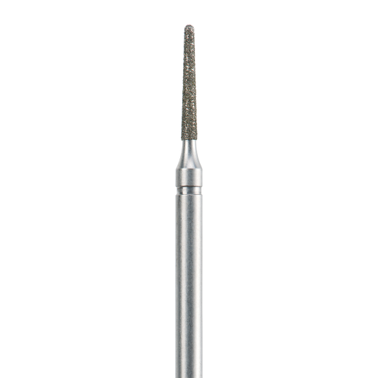 Torno de diamantes con granulosidad media para el tratamiento de los callos, cutículas y uñas. Forma de cono, diámetro 014