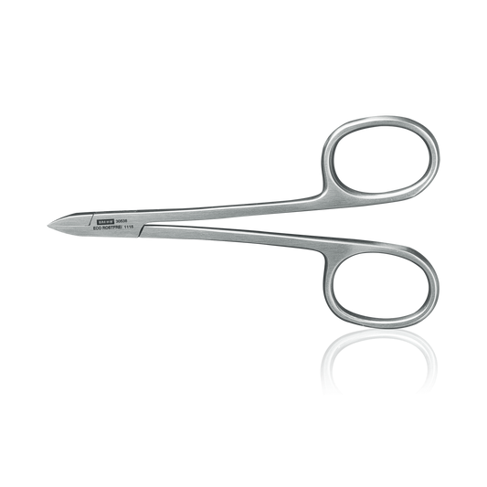 Tijeras podológicas, 10 cm, cuchilla - recta, plana ("mirillas")