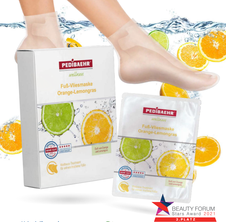 Mascarilla para pies con aceite de naranja y lima (FUSS-VLIESMASKE, ORANGE-LEMONGRASS)